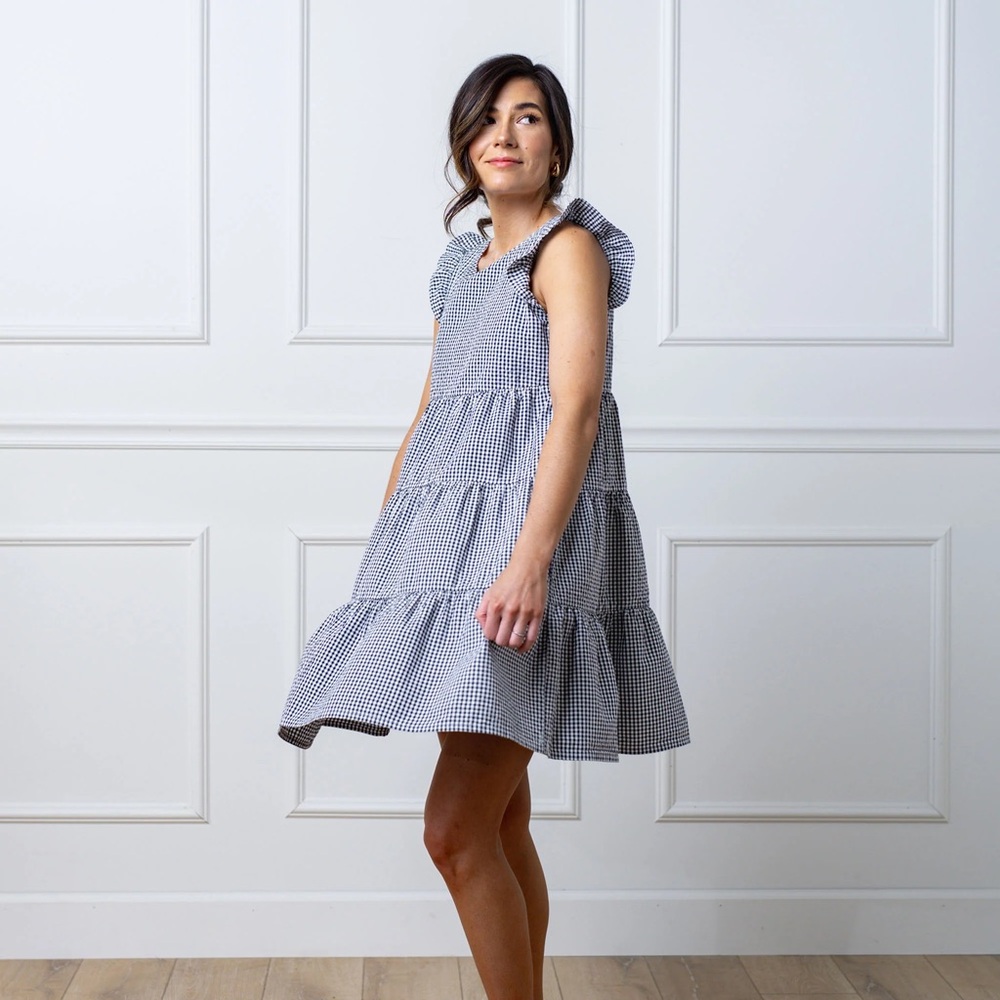 Hope & Henry Flutter Sleeve Organic Tiered Dress | Size 4